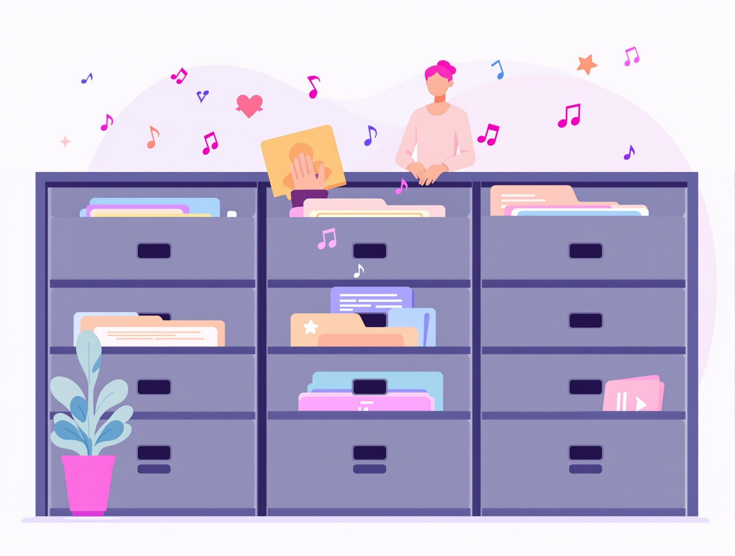 Organizing music catalog illustration